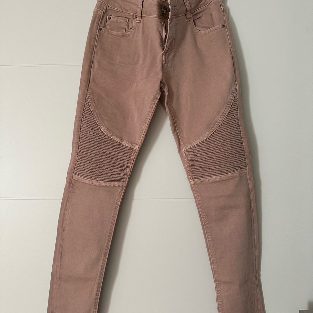 Stylish Pink Moto Jeans